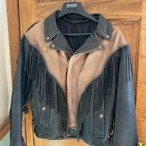 Men’s leather Harley Davidson fringe jacket